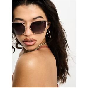 NWT Quay Australia SRSLY Gold Smoke Polarized Geometric Cat Eye Sunglasses X123